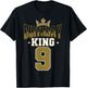 Birthday King 9 Bday Party Celebration 9th Royal Theme T-Shirt - T-Shirt | Black