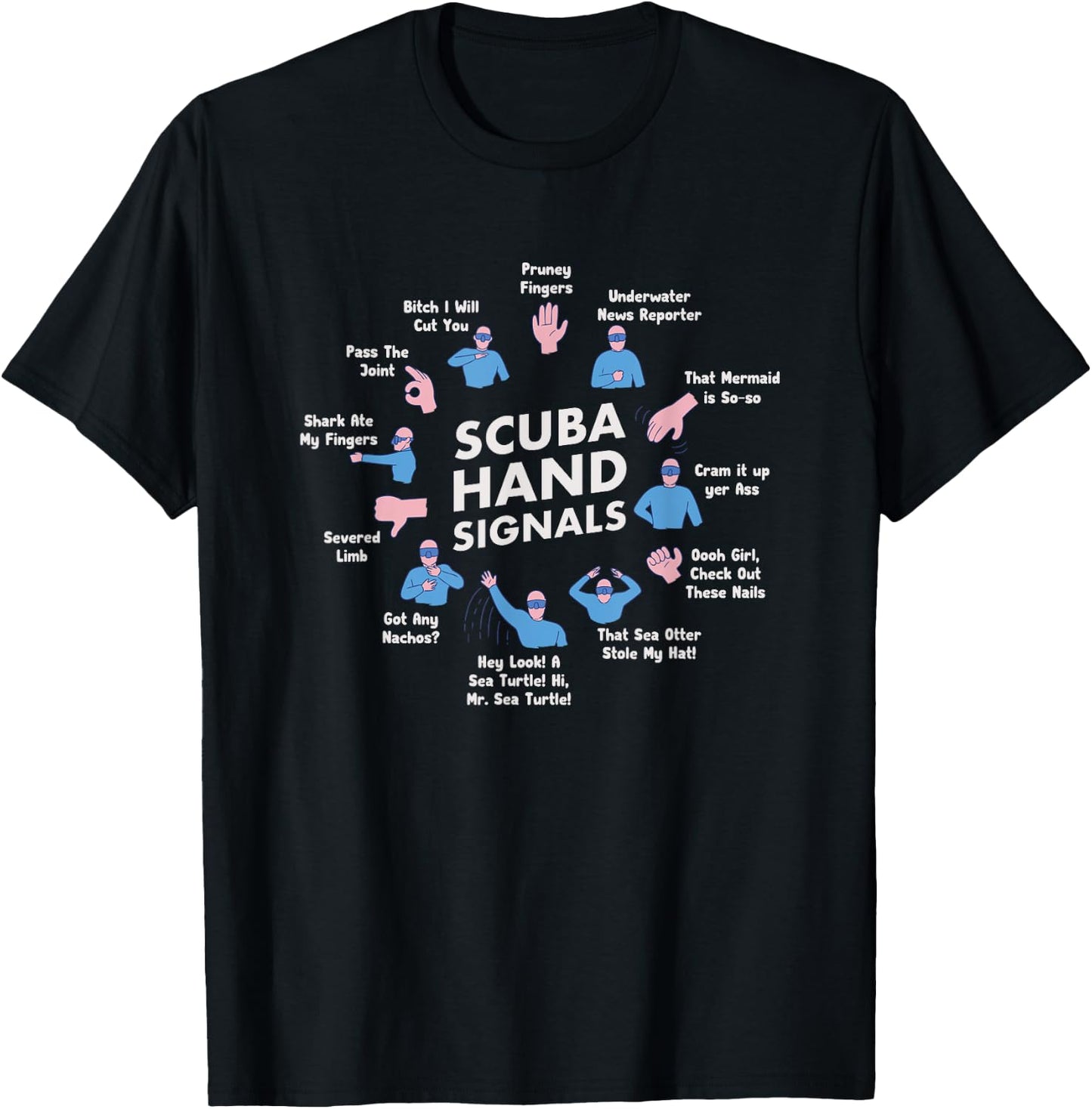 Scuba Diving Hand Signs Skuba Diver Dive Gear Padi T-Shirt - T-Shirt | Black