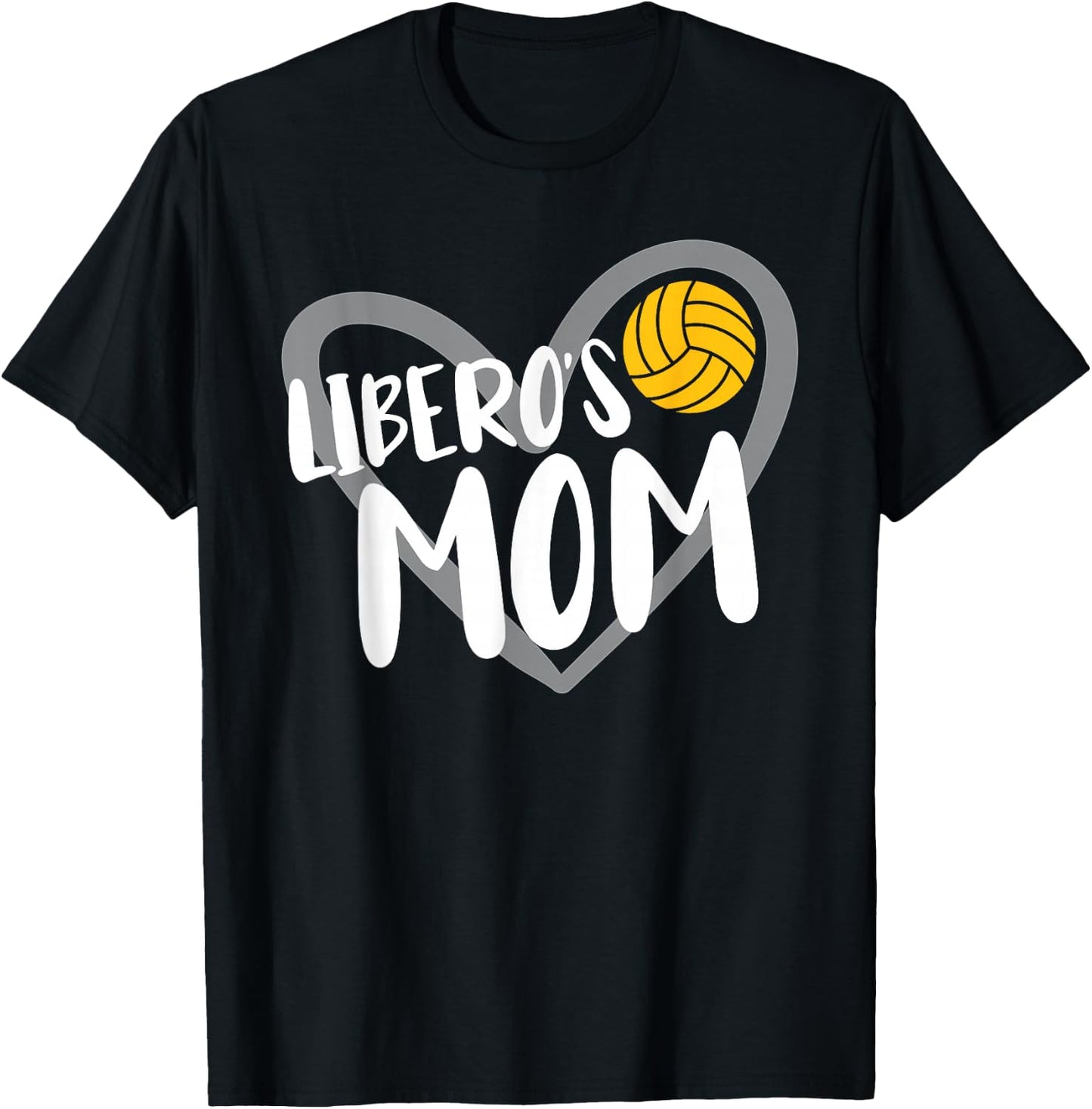 Volleyball Libero's Mom Heart T-Shirt - T-Shirt | Black