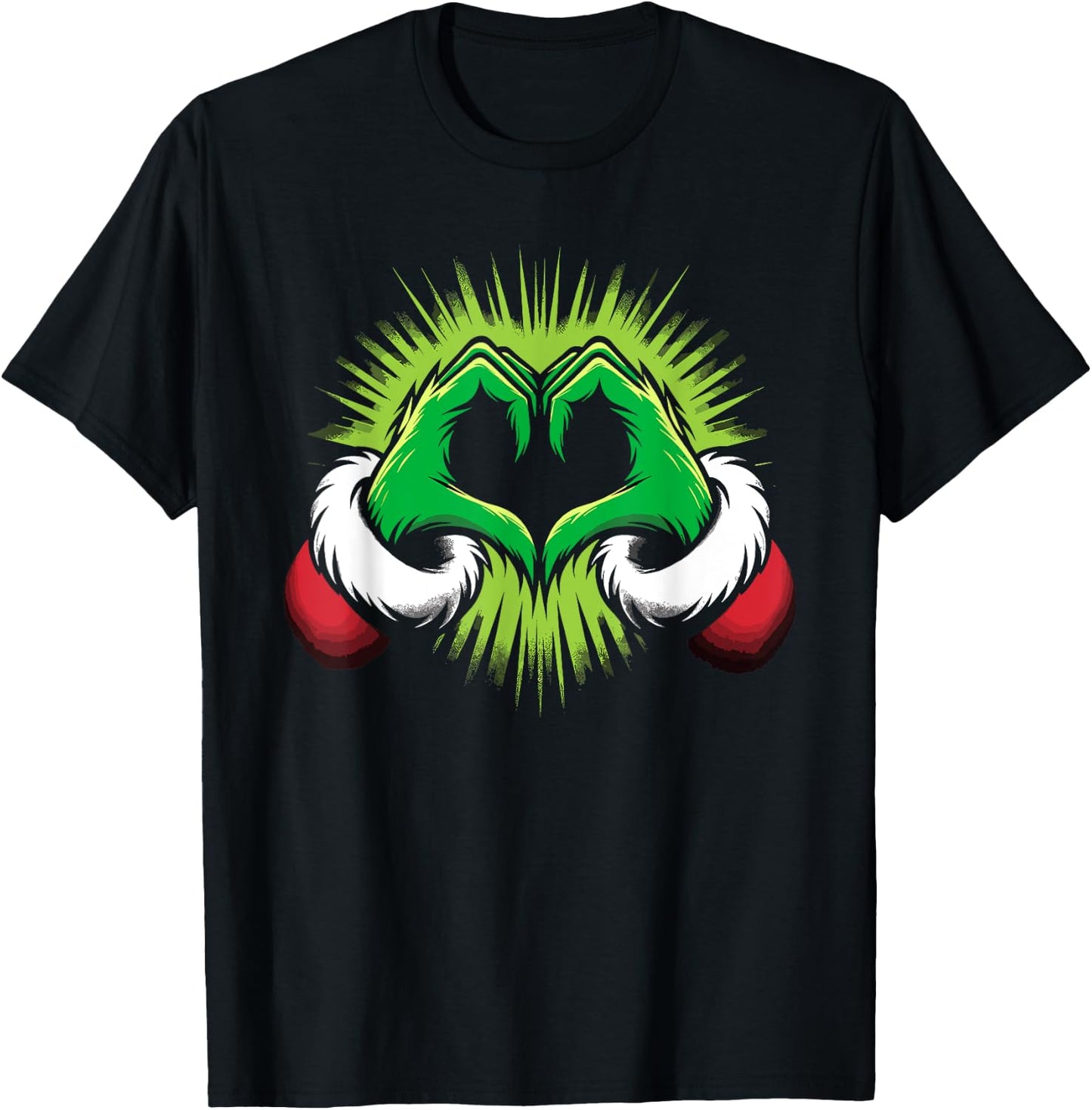 Funny Elf Heart Hands Love Christmas T-Shirt - T-Shirt | Black