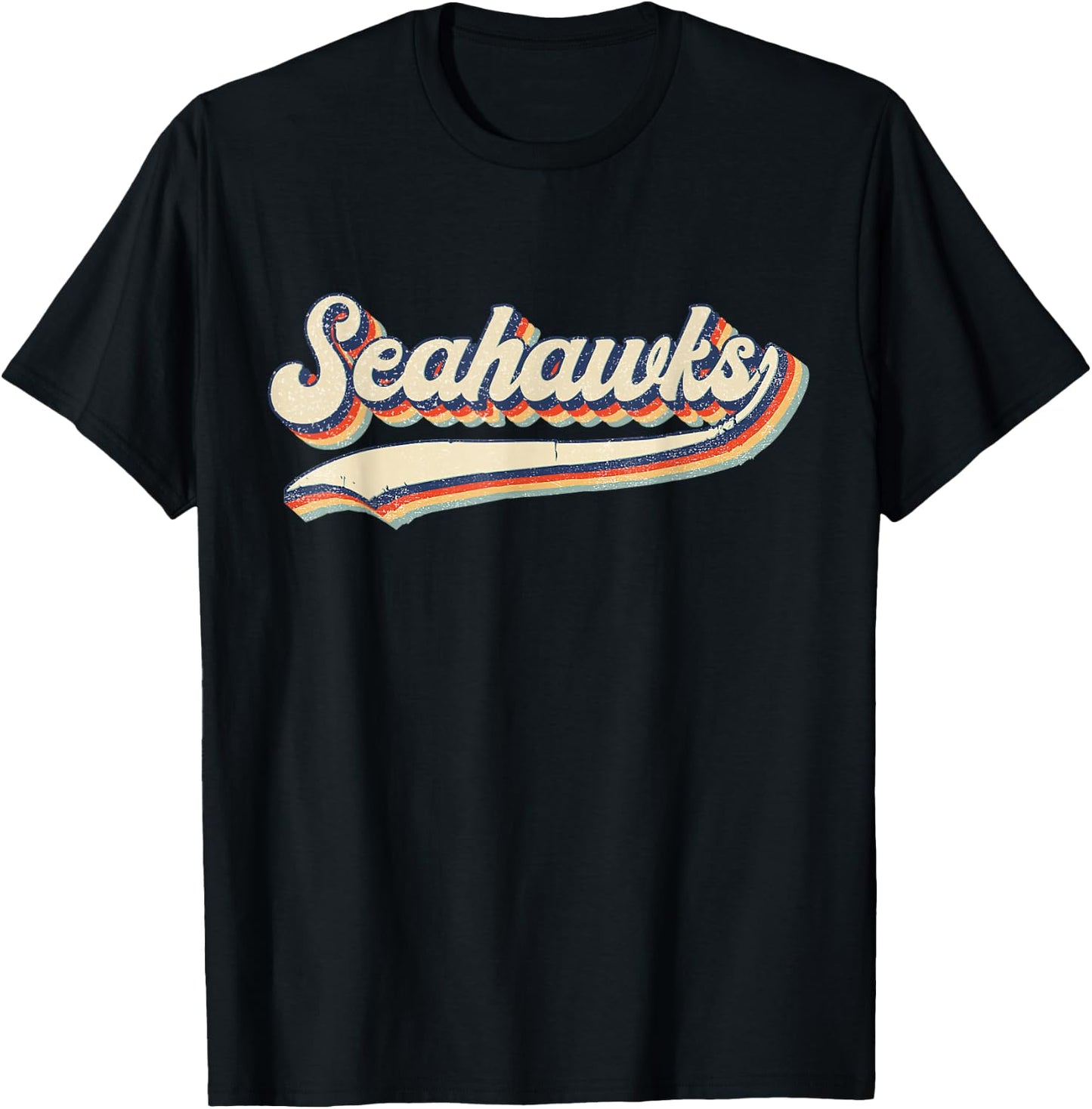 Seahawks Name Retro Vintage Gift Women Boy Girl T-Shirt - T-Shirt | Black