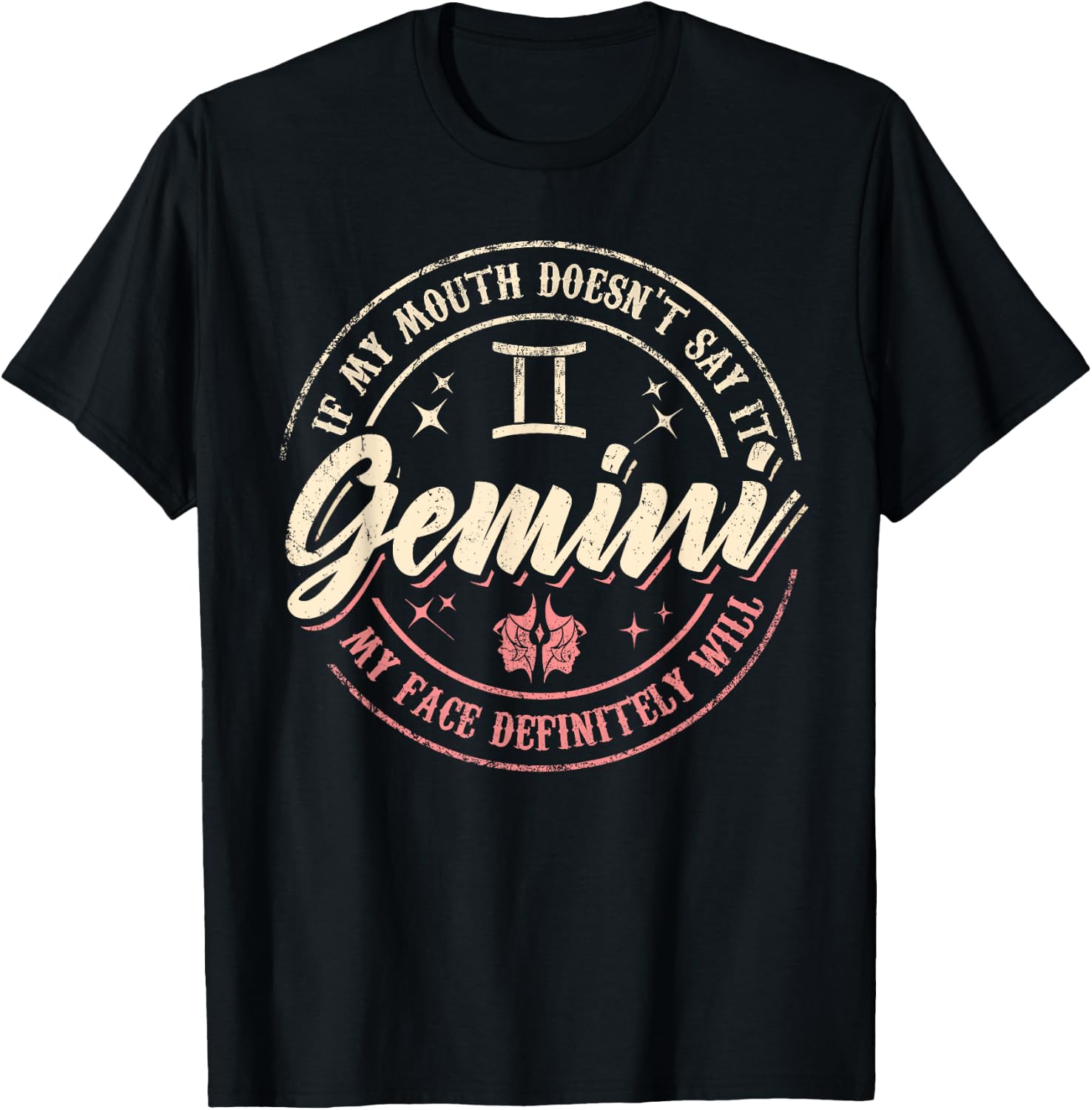 Gemini Horoscope Astrology Birthday Zodiac Sign Men Women T-Shirt - T-Shirt | Black