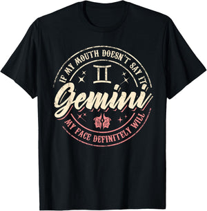 Gemini Horoscope Astrology Birthday Zodiac Sign Men Women T-Shirt - T-Shirt | Black