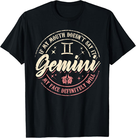 Gemini Horoscope Astrology Birthday Zodiac Sign Men Women T-Shirt - T-Shirt | Black