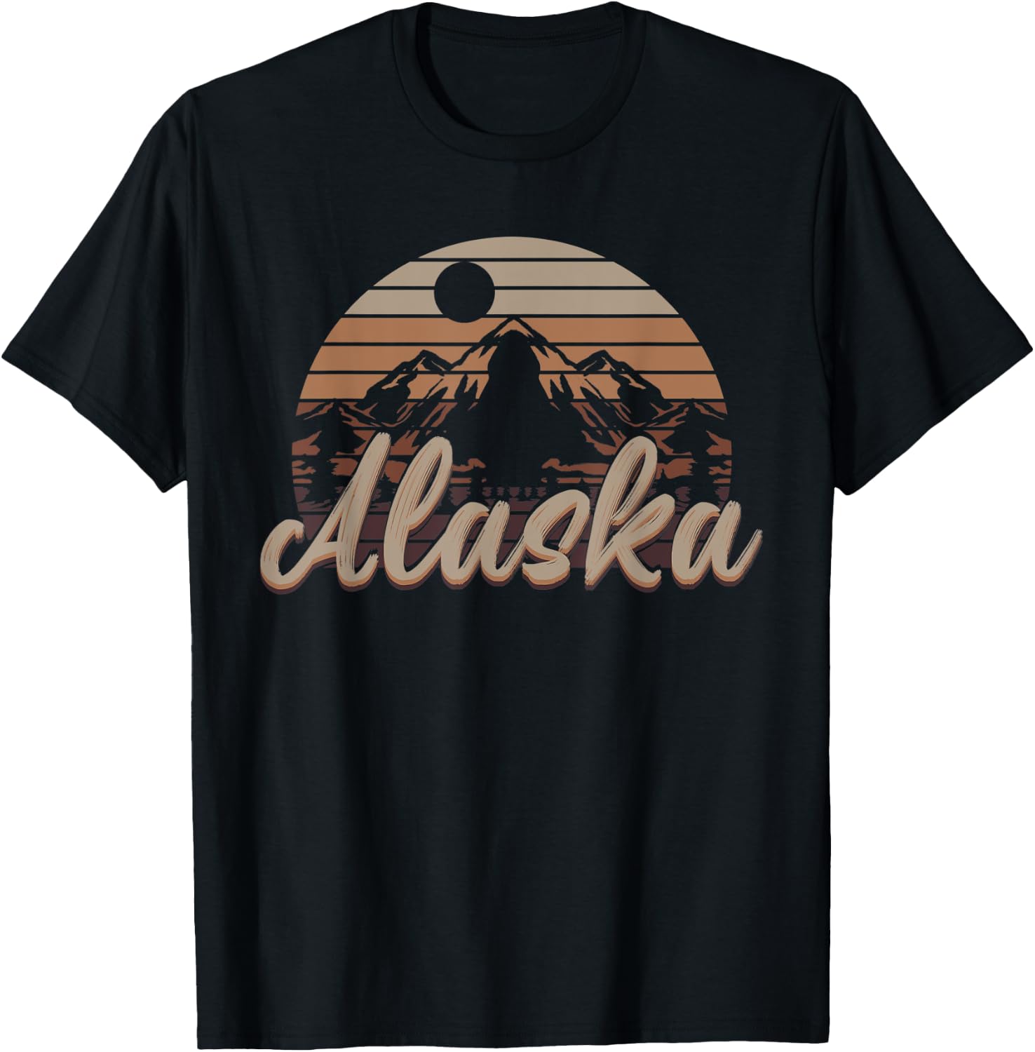 Hiking Forest Mountain Landscape Camping Nature Retro Alaska T-Shirt - T-Shirt | Black