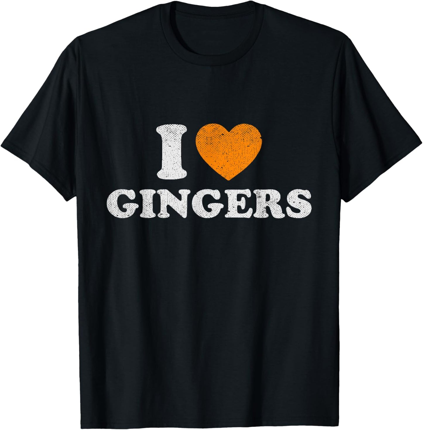 Funny I Heart Gingers Gifts For Red Hair Lovers Redhead Distressed Orange Heart Outfit I Love Gingers T-Shirt - T-Shirt | Black
