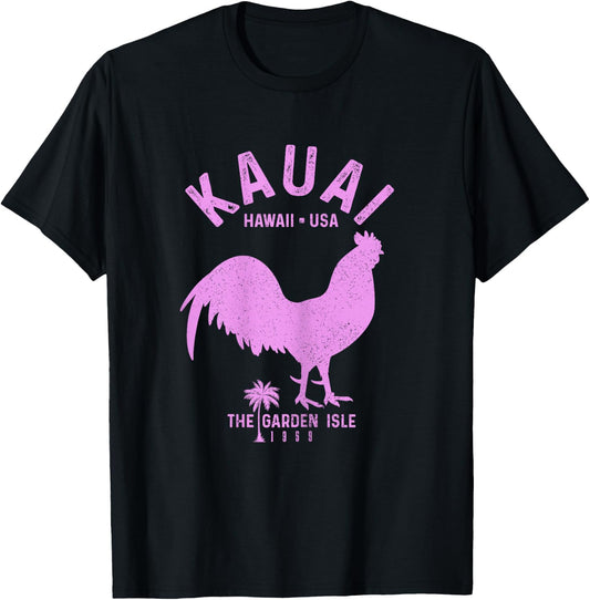 Kauai 1959 The Garden Isle Chicken Hawaii Vintage Hawaiian T-Shirt - T-Shirt | Black