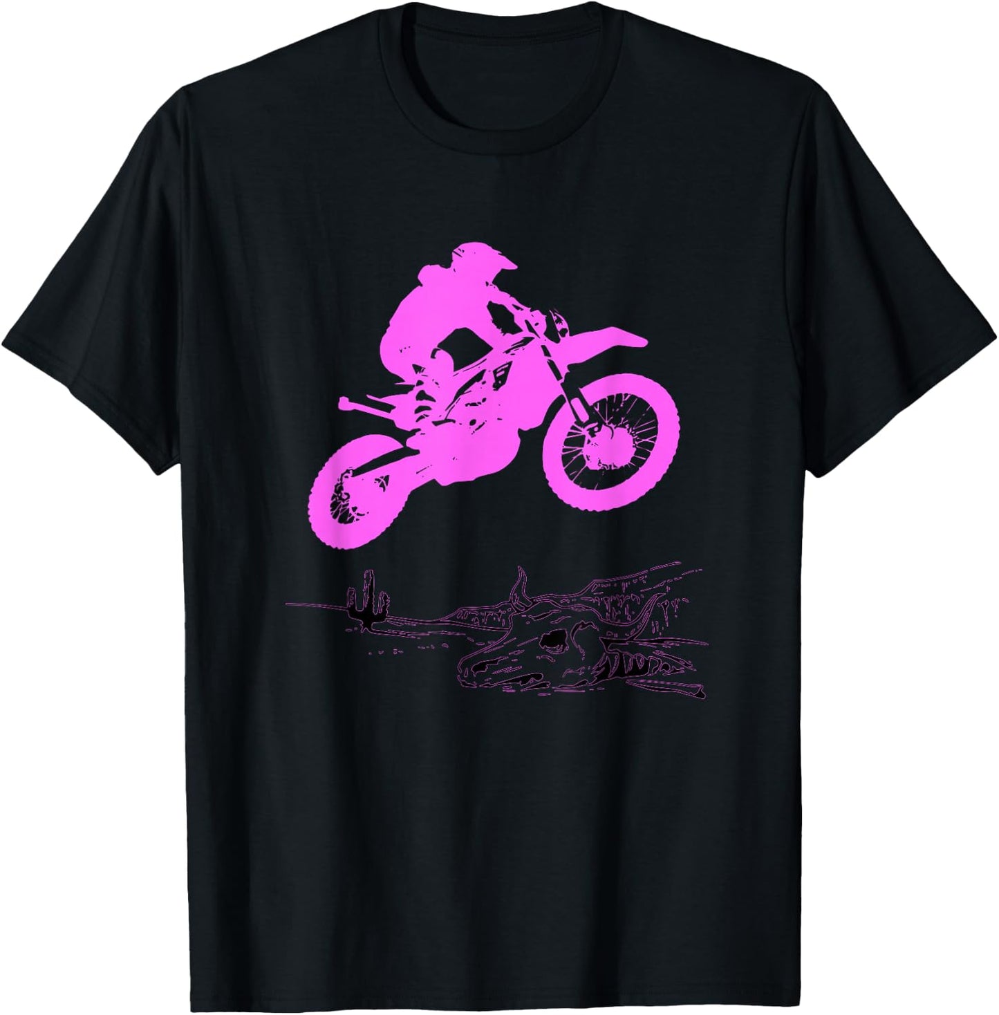 Pink Motocross Dirtbike Motorcycle Desert Racing Rider Jump T-Shirt - T-Shirt | Black