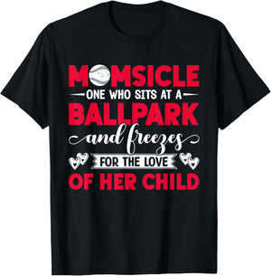 Momsicle One Who Sits At A Ballpark Funny Baseball Mom T-Shirt - T-Shirt | Black