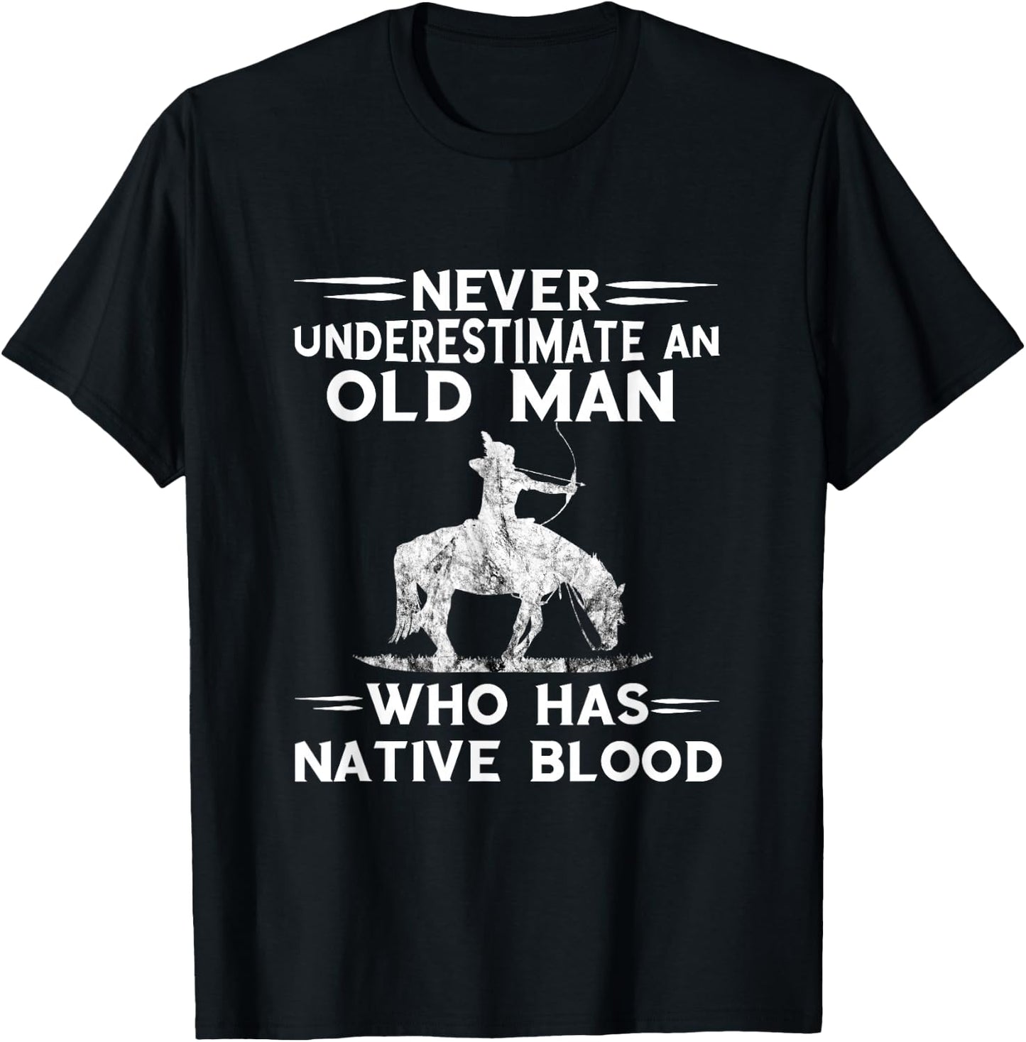 Never Underestimate An Old Man Native American Warrior T-Shirt - T-Shirt | Black