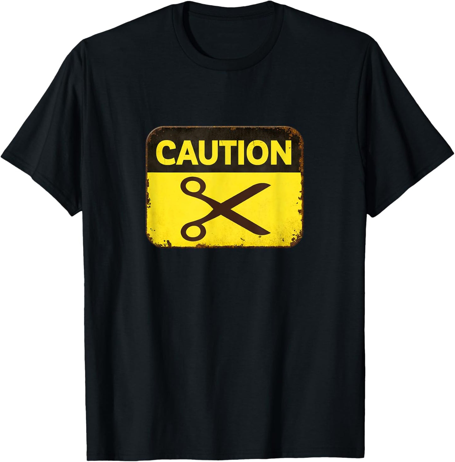 Caution Sign Scissors Hairdresser Barber Pair of Scissors T-Shirt - T-Shirt | Black