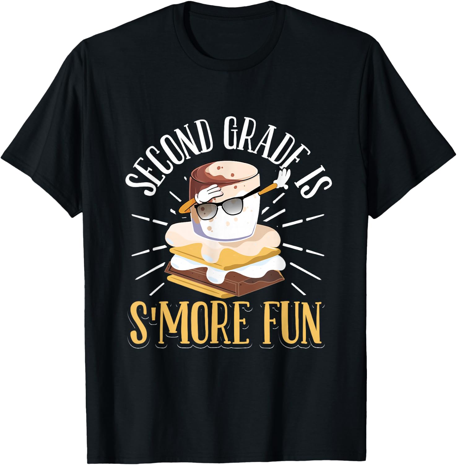 Dabbing Marshmallow Camper Second Grade Is Smore Fun T-Shirt - T-Shirt | Black