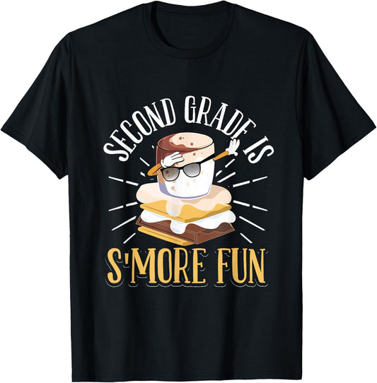 Dabbing Marshmallow Camper Second Grade Is Smore Fun T-Shirt - T-Shirt | Black