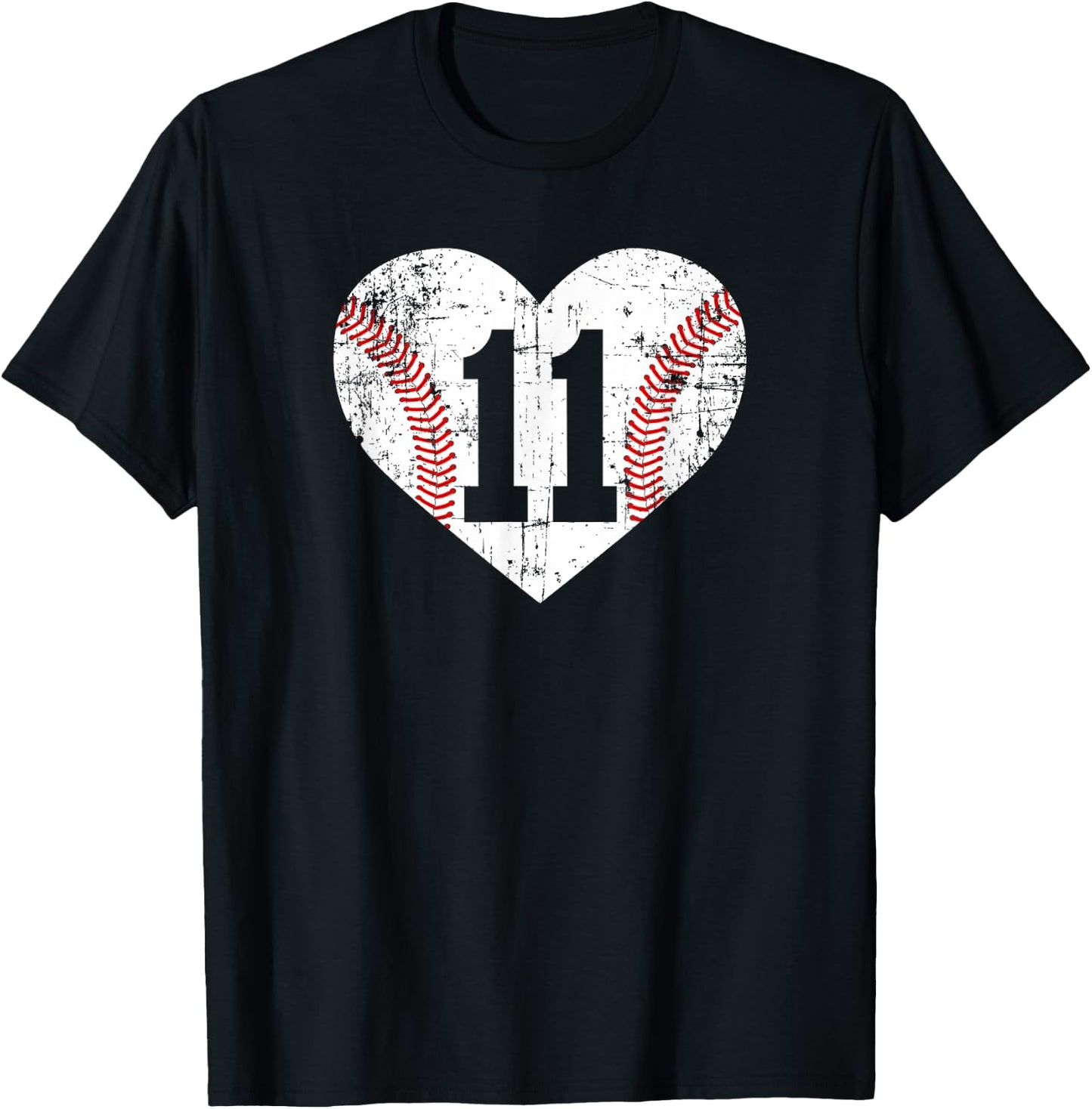 Vintage Baseball 11 Jersey Number T-Shirt - T-Shirt | Black