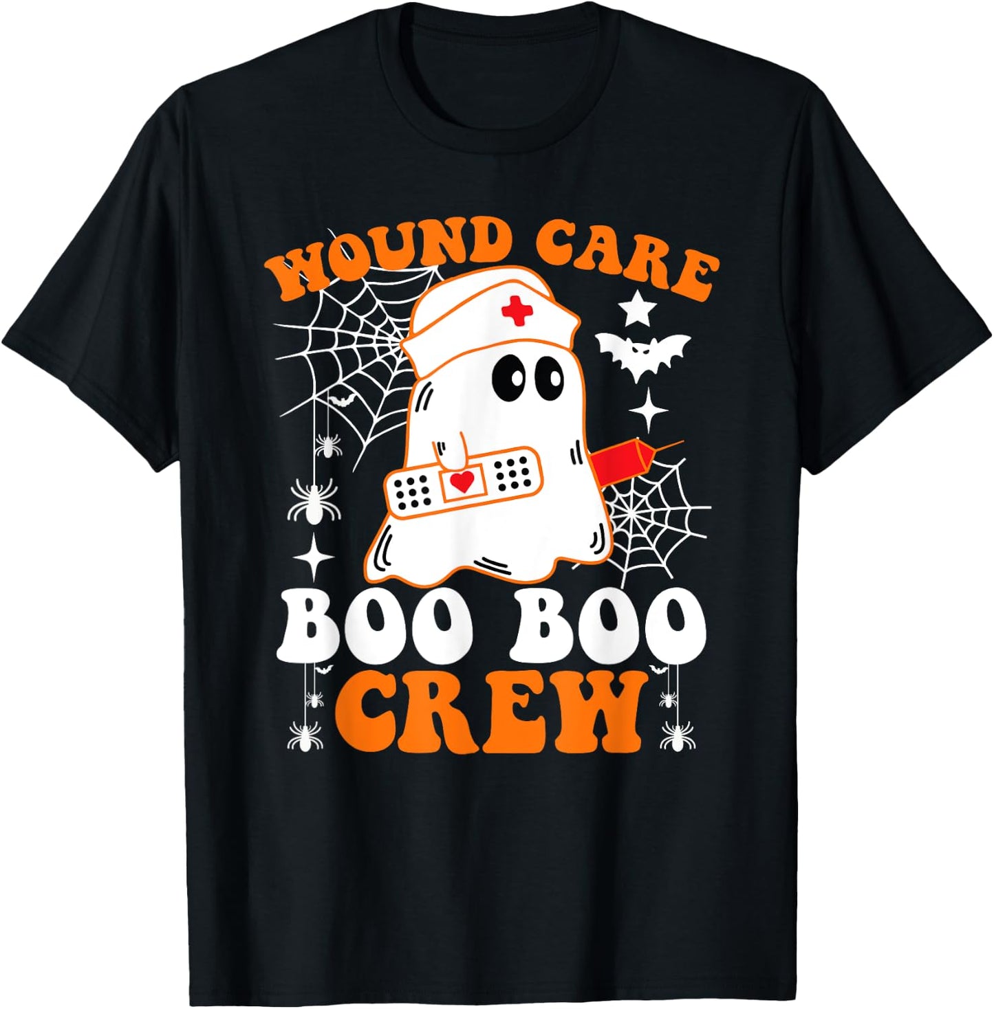 Wound Care Boo Boo Crew Shirt Funny Nurse Ghost Halloween T-Shirt - T-Shirt | Black