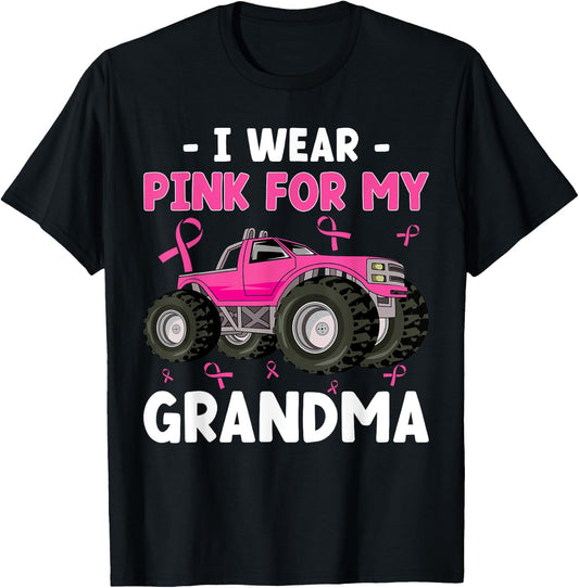 Monster Truck I Wear Pink Breast Cancer Awareness T-Shirt - T-Shirt | Black