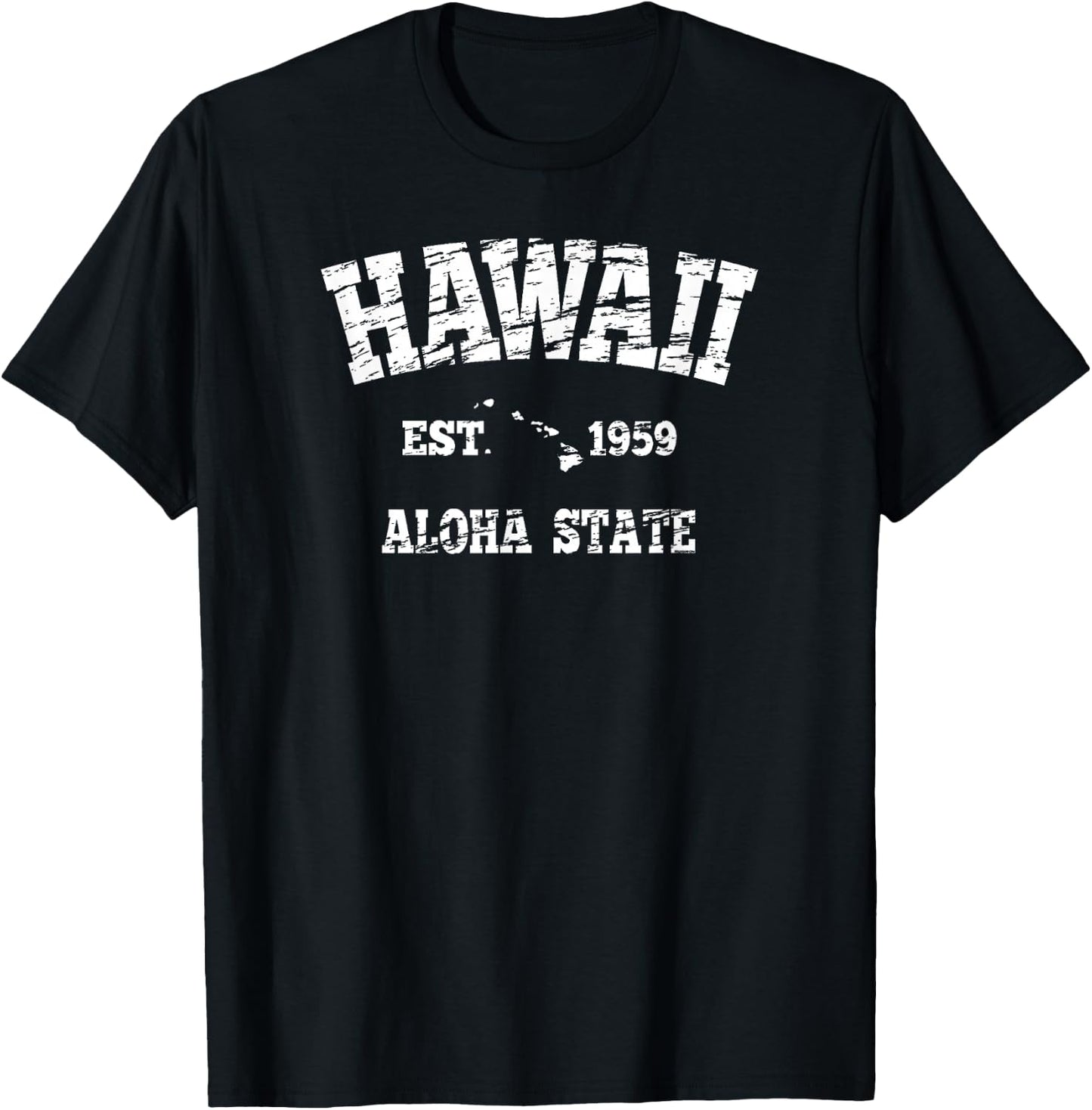 Hawaiian Aloha State Graphic Vintage Hawaiian Islands T-Shirt - T-Shirt | Black