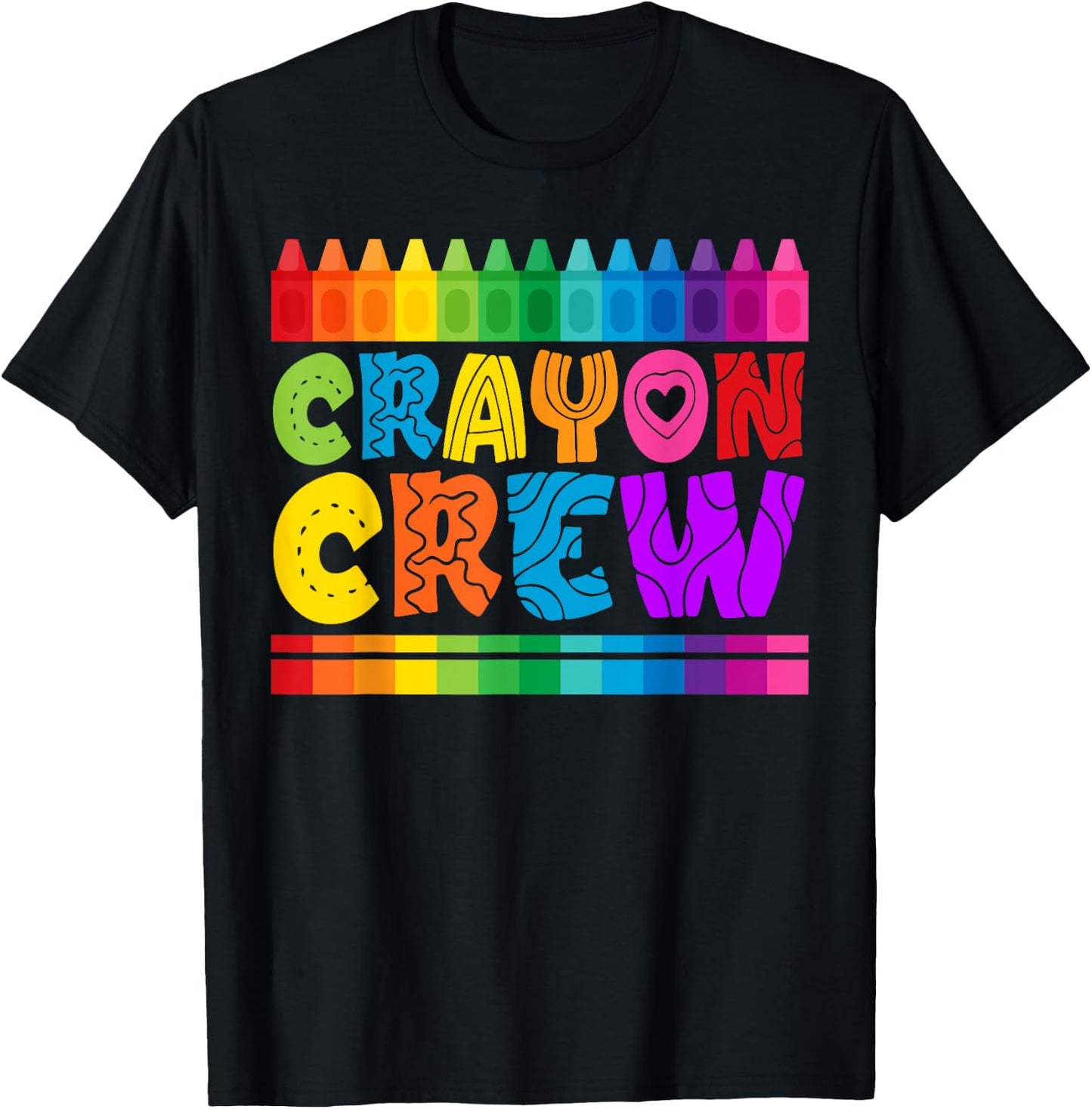 Crayon Crew Coloring Artistic Drawing Color T-Shirt - T-Shirt | Black
