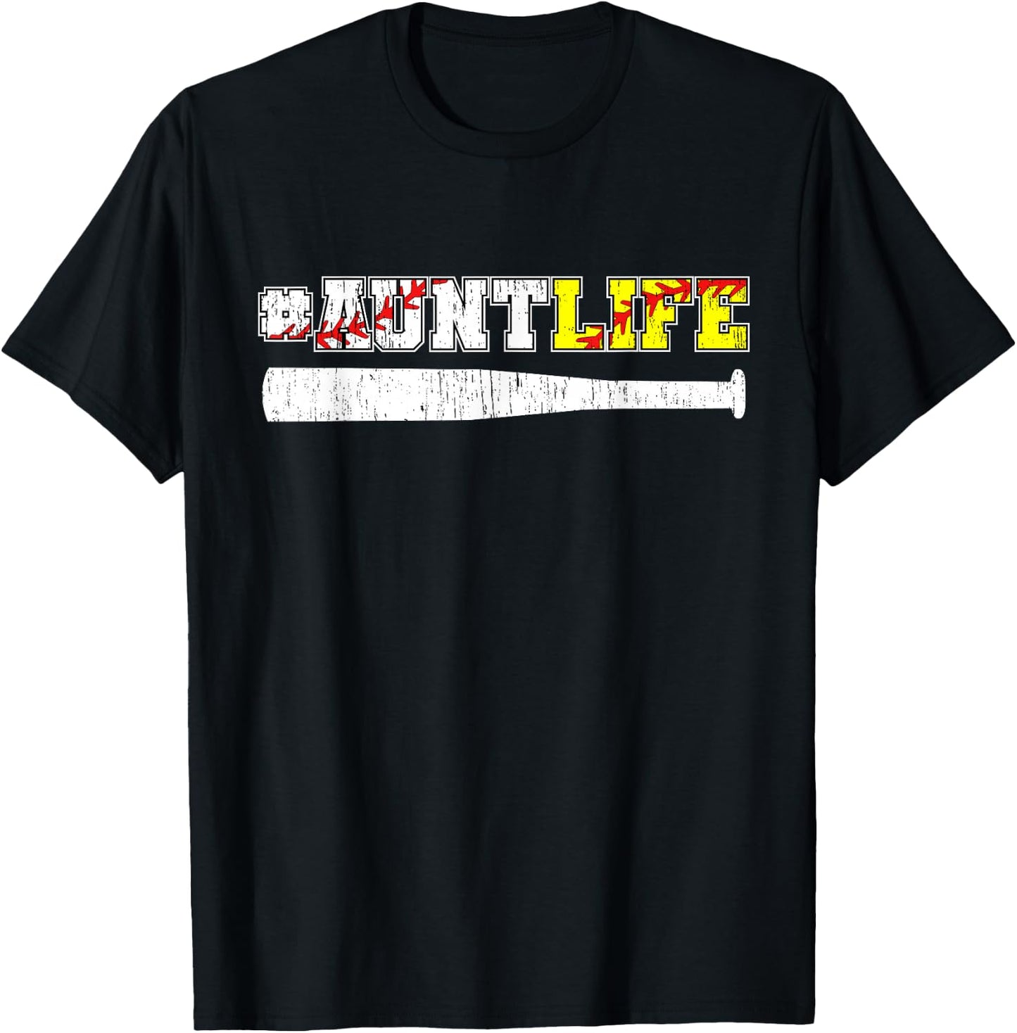 Aunt Life Baseball Softball Aunt T-Shirt - T-Shirt | Black