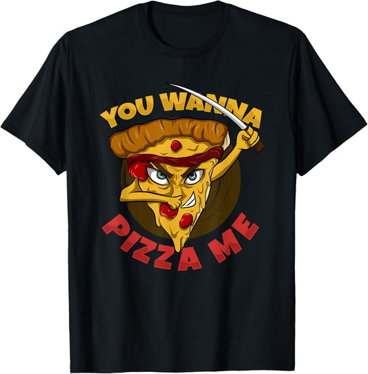 You Wanna Pizza Me Funny Ninja Kids Italian Food T-Shirt - T-Shirt | Black