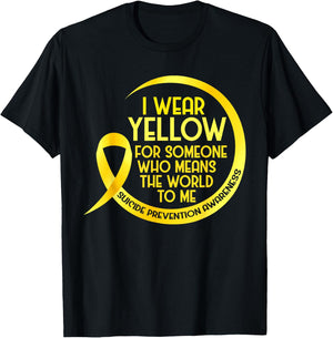 Suicide Prevention Awareness Yellow Ribbon I Wear Yellow For T-Shirt - T-Shirt | Black