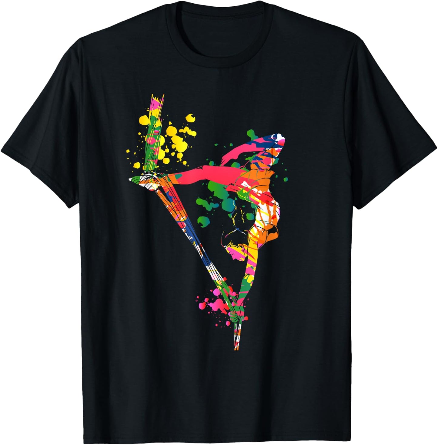 Colorful Aerial Silks T-Shirt - T-Shirt | Black