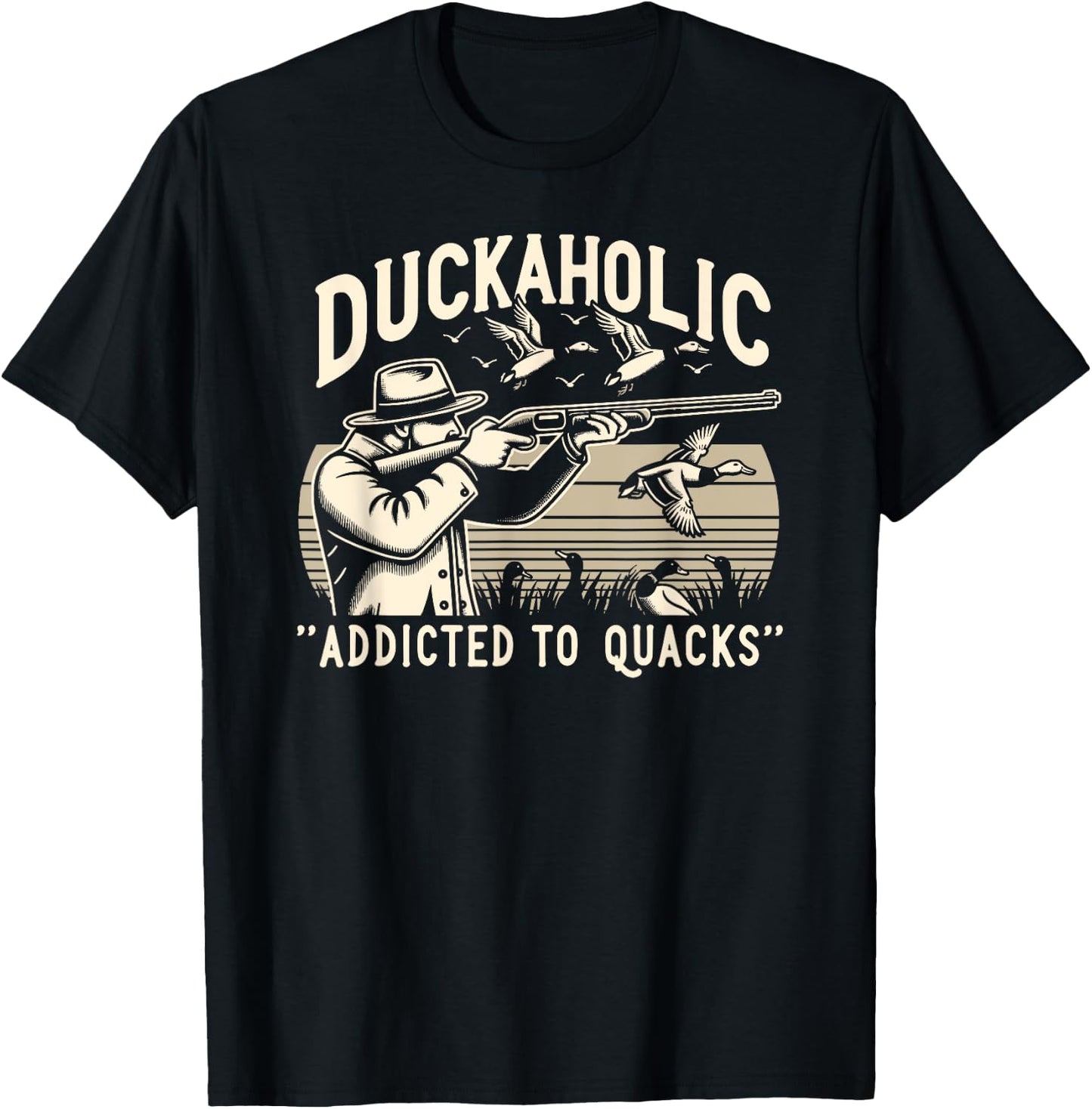 Duck Hunter, Duckaholic, Waterfowl Duck Hunting T-Shirt - T-Shirt | Black