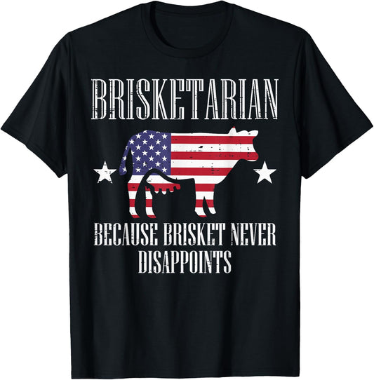 Brisketarian US Flag Brisket Bbq Barbecue 4th July Men Women T-Shirt - T-Shirt | Black