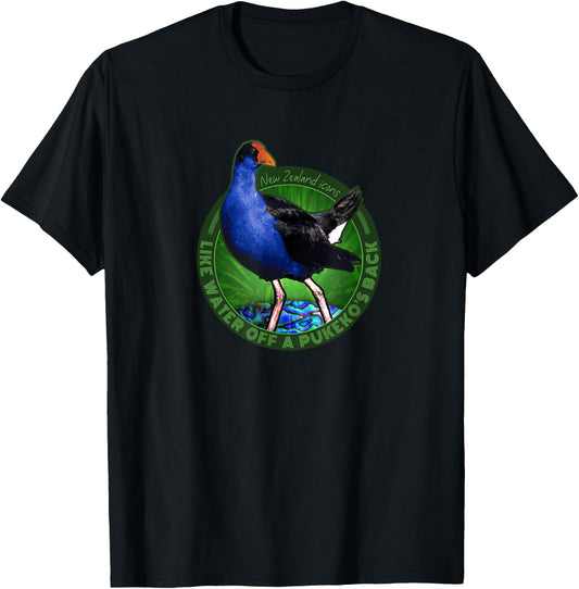 Water Off a Pukeko Back New Zealand Kiwi Bird T-Shirt - T-Shirt | Black