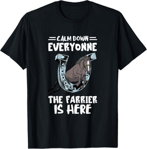 Farrier Calm Down Everyone Hoof Horseshoe Trimming Equine T-Shirt - T-Shirt | Black