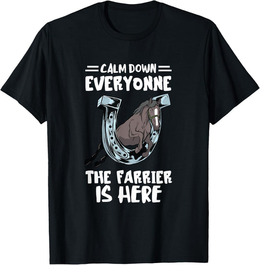 Farrier Calm Down Everyone Hoof Horseshoe Trimming Equine T-Shirt - T-Shirt | Black
