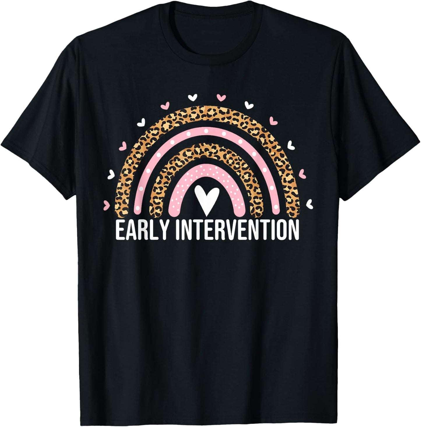 Early Intervention Squad Teacher Leopard Rainbow T-Shirt - T-Shirt | Black