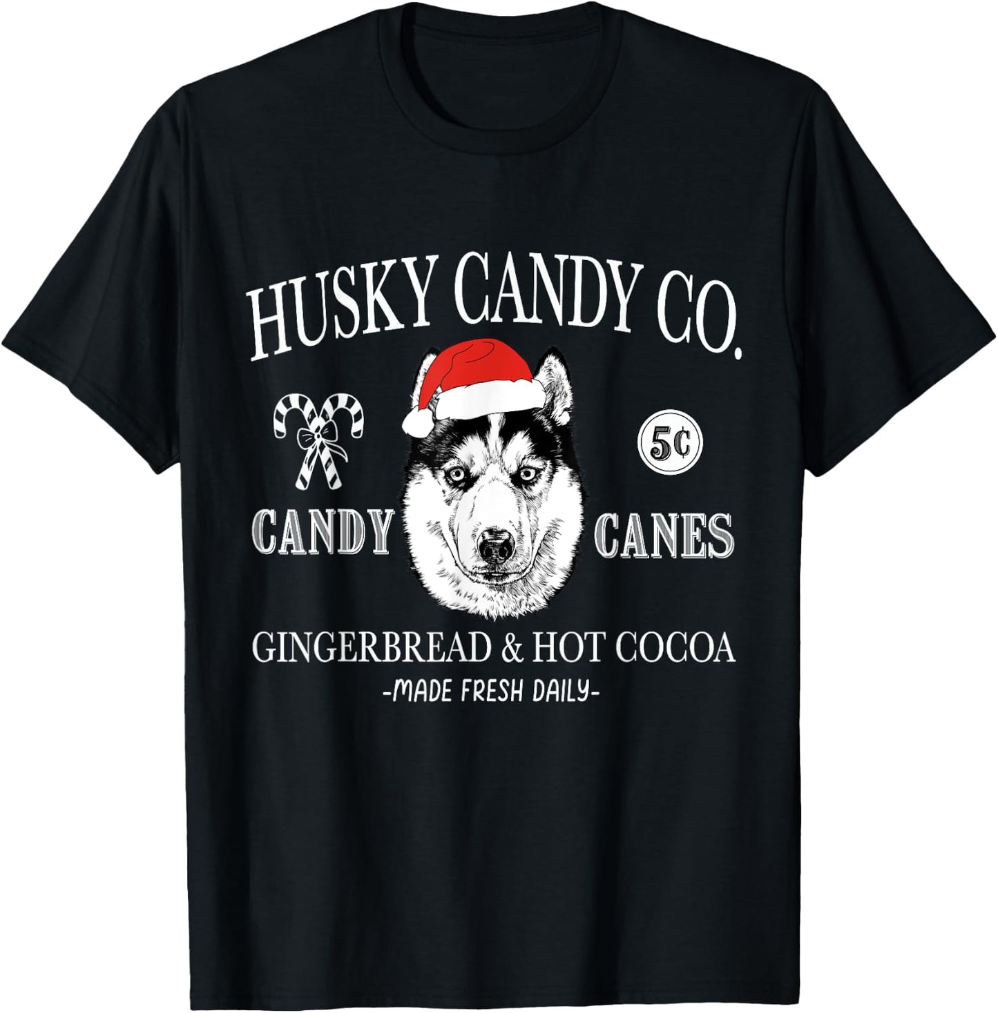 Funny Santa Siberian Husky Mom Christmas Vintage Holiday T-Shirt - T-Shirt | Black