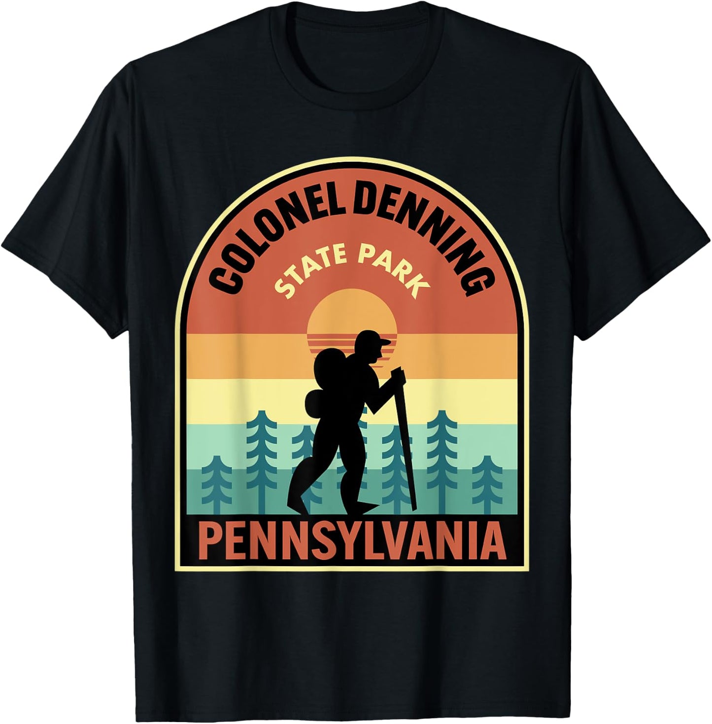 Colonel Denning State Park Pennsylvania Retro Hiking T-Shirt - T-Shirt | Black