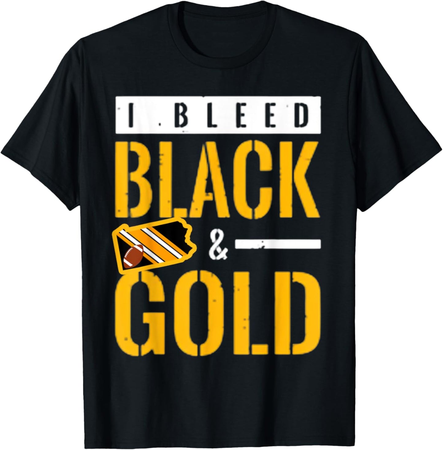 I Bleed Black and Gold Game Day Group School Football Sports T-Shirt - T-Shirt | Black