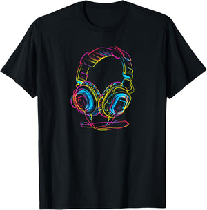 Headphones Music DJ Hip Hop Audio T-Shirt - T-Shirt | Black