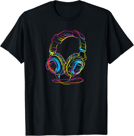 Headphones Music DJ Hip Hop Audio T-Shirt - T-Shirt | Black