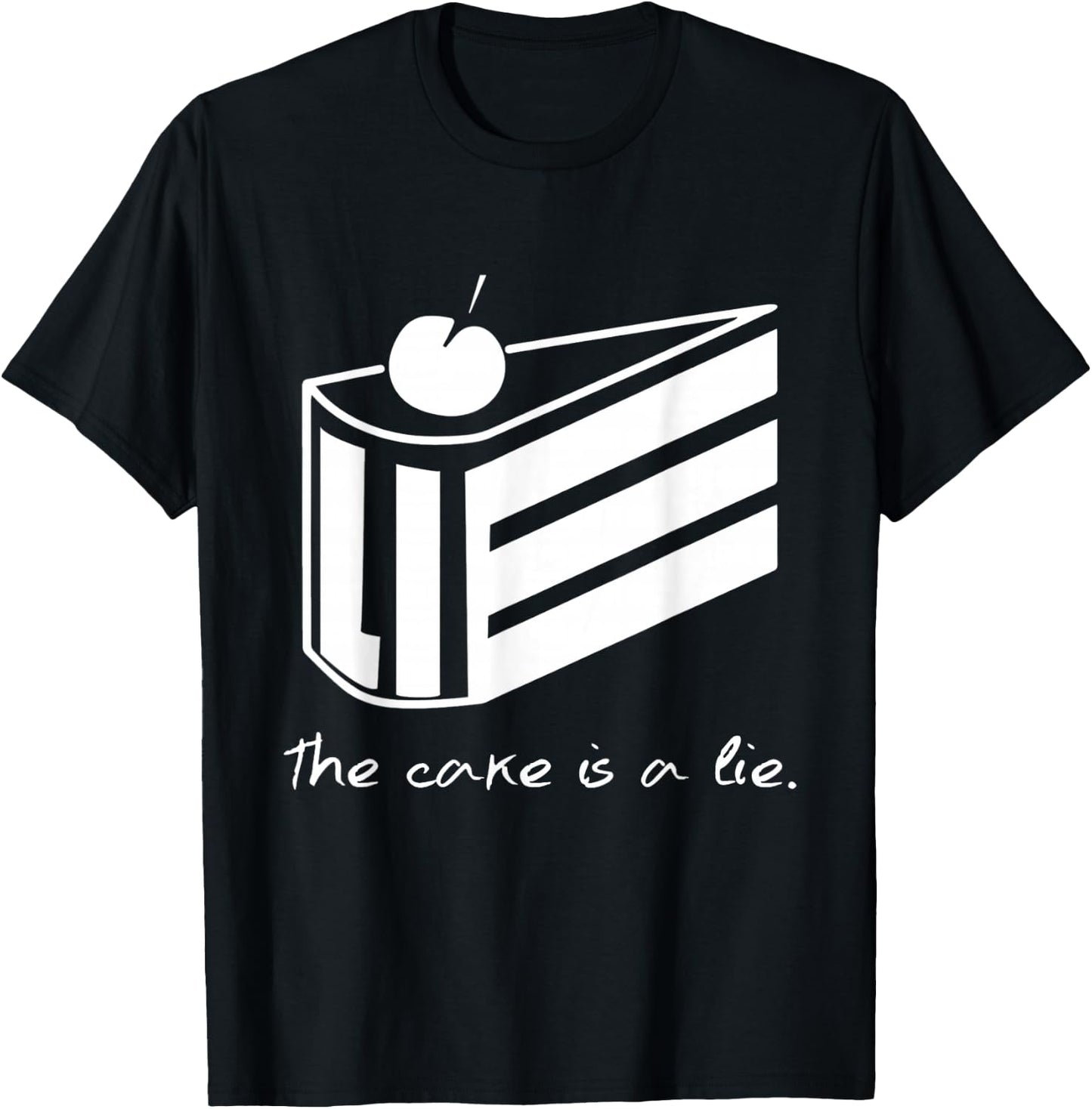 The Cake Is A Lie Portal - -Adults, Black, S T-Shirt - T-Shirt | Black