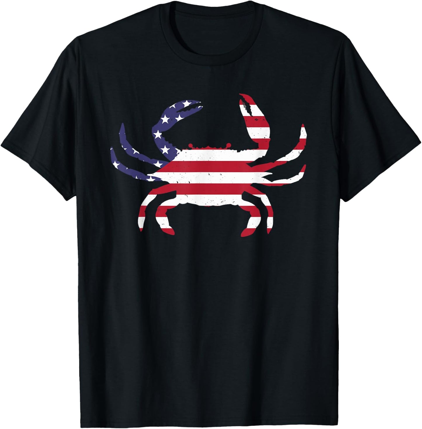 Cool Crab Women Fourth July Flag Patriotic Crabbing T-Shirt - T-Shirt | Black