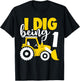 1st Birthday Boy Construction I Dig Being 1 Years Old T-Shirt - T-Shirt | Black