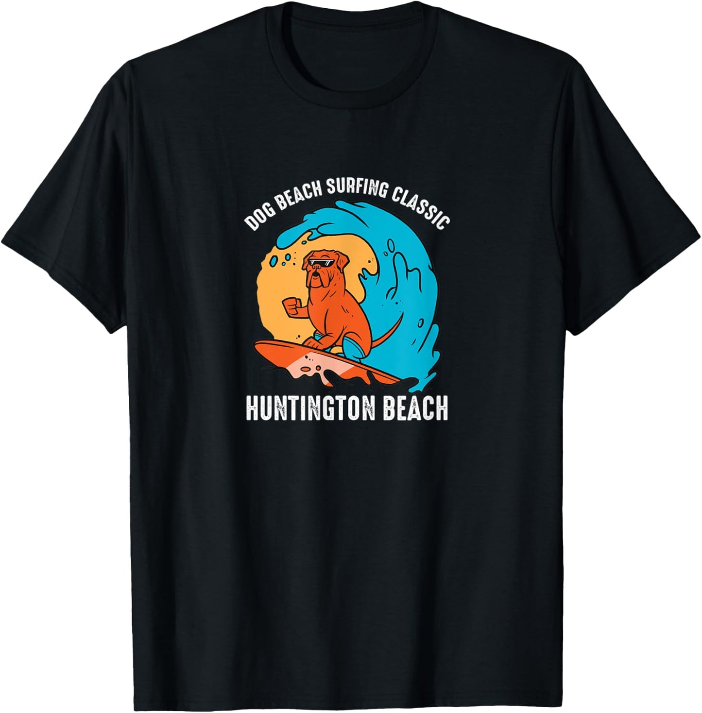 Huntington Dog Beach California CA Surf T-Shirt - T-Shirt | Black