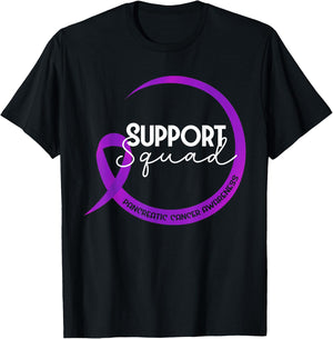 Pancreatic Cancer Awareness Purple Ribbon Support Squad T-Shirt - T-Shirt | Black