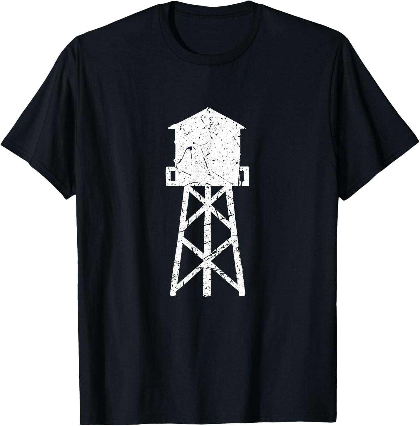 Vintage Distressed Water Tower Tank Elevated Potable H2O T-Shirt - T-Shirt | Black