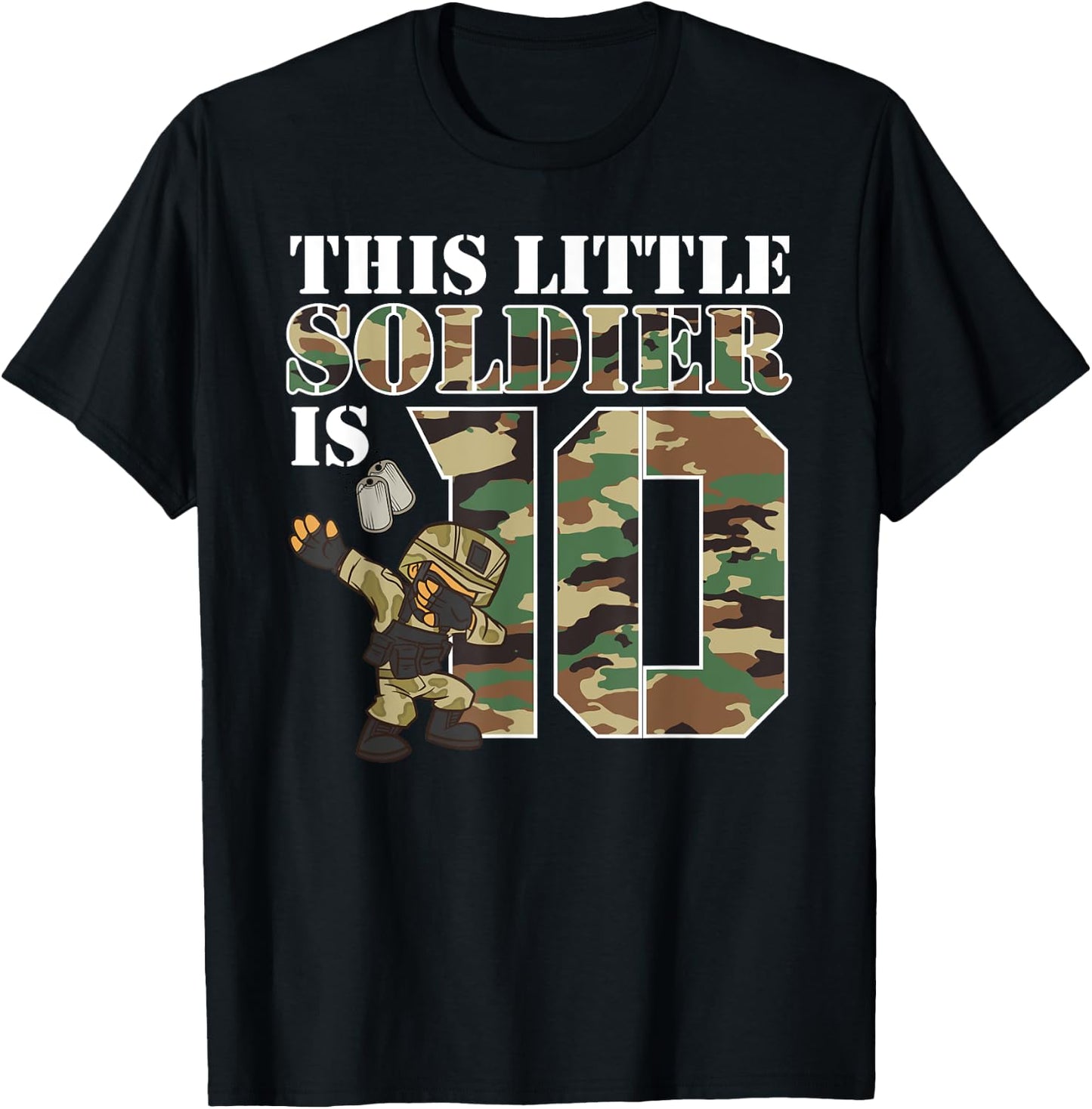10 Year Old Boy Military Army 10th Birthday Boy T-Shirt - T-Shirt | Black