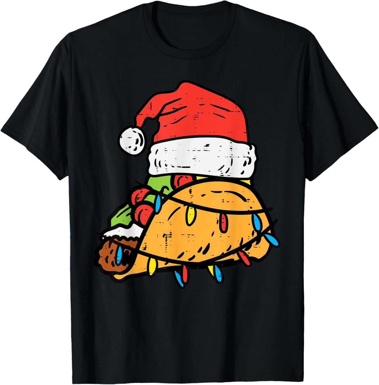Christmas Tacos Santa Funny Mexican Food Xmas Men Women Kids T-Shirt - T-Shirt | Black