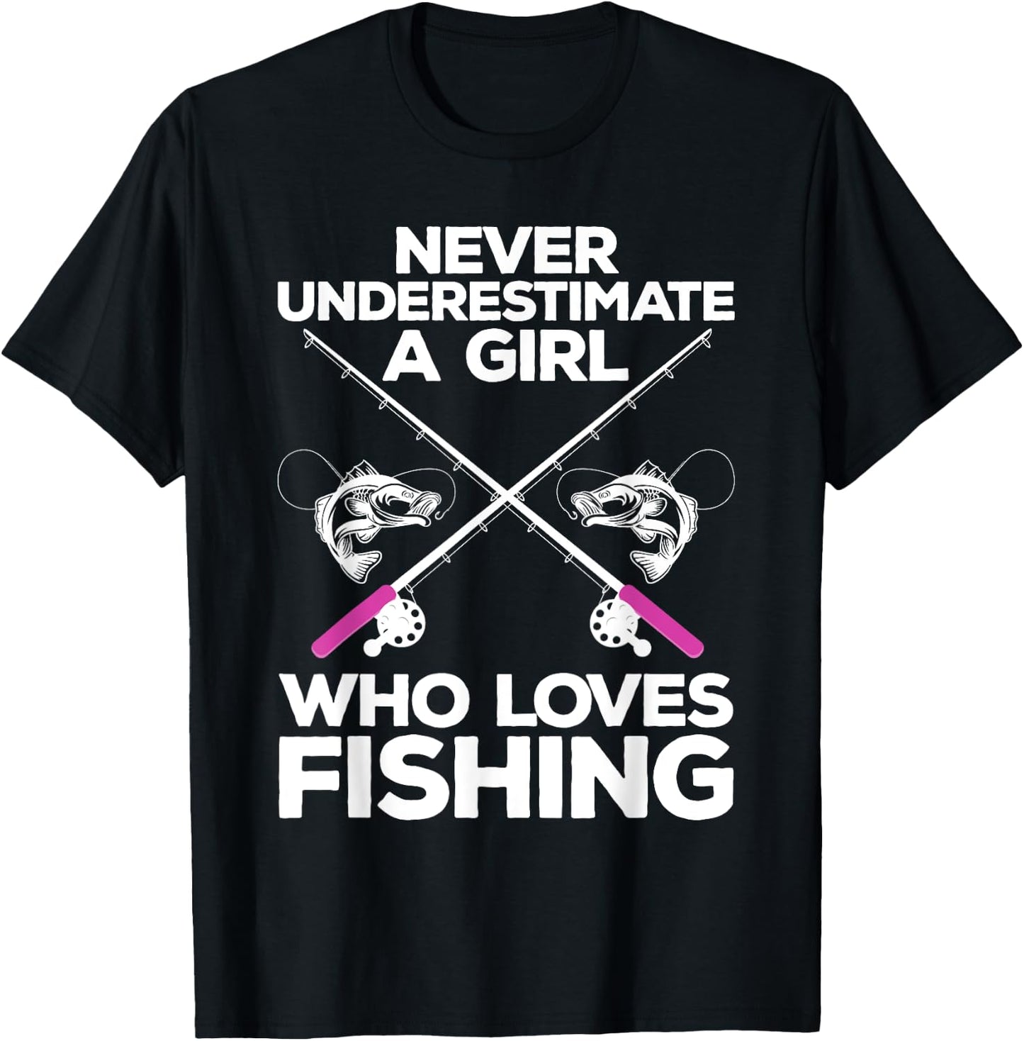 Cool Fishing Girls Fisherman Fish Lure Saltwater T-Shirt - T-Shirt | Black