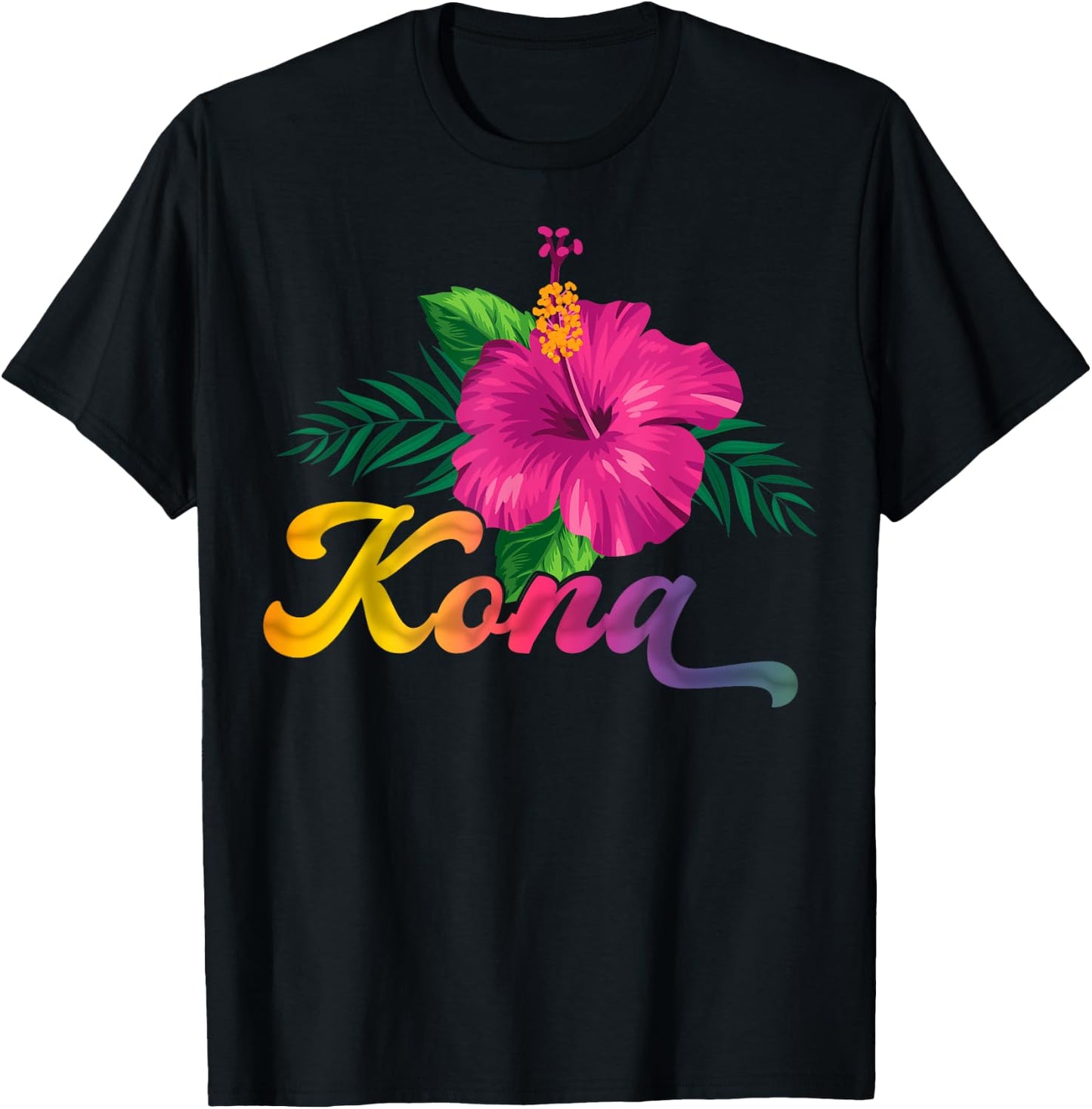 Hawaii Hibiscus Flowers Kona Aloha State Tropic Islands T-Shirt - T-Shirt | Black