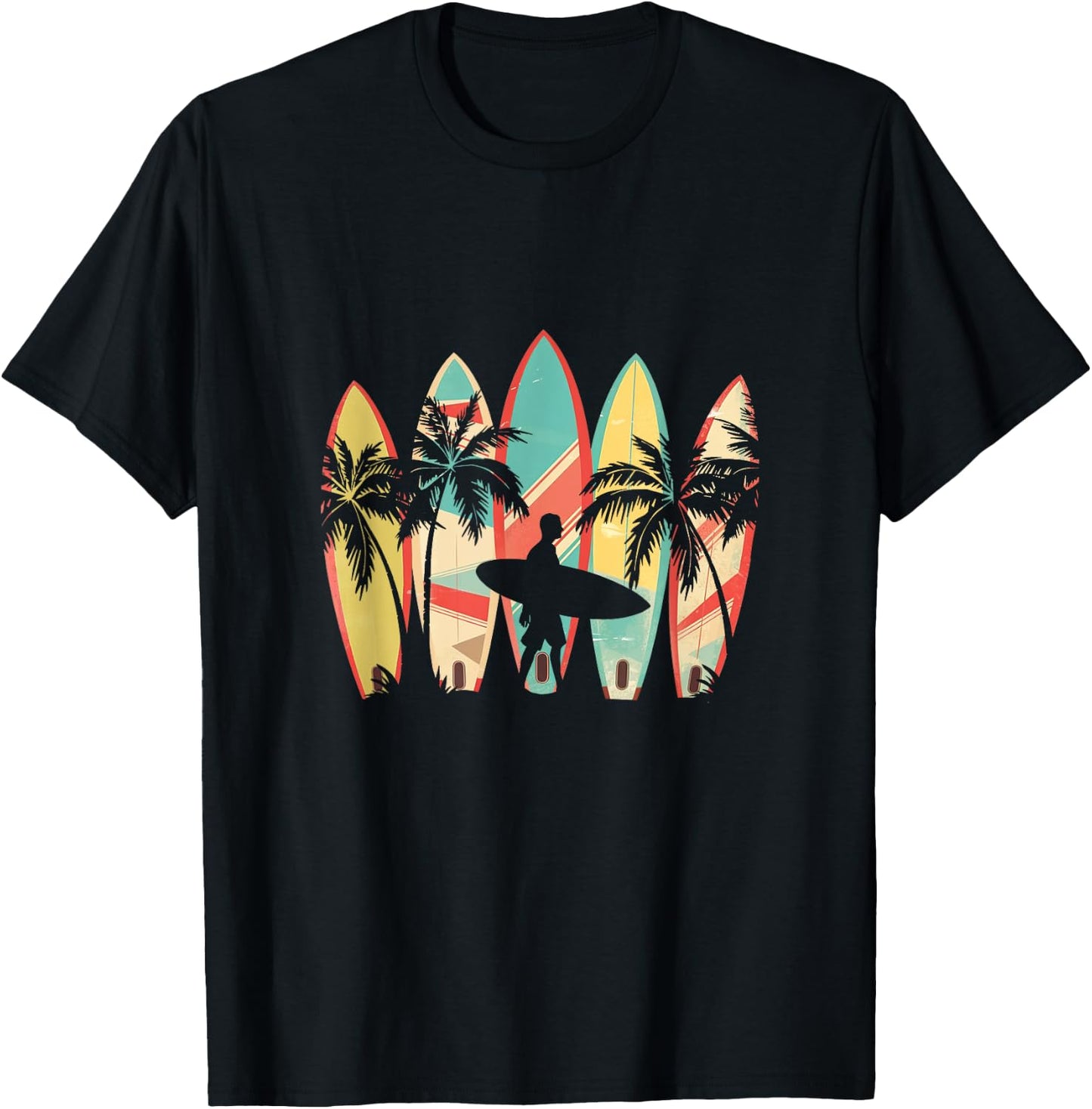 Vintage Surfer Surfing Beach Surf Surfboard Women T-Shirt - T-Shirt | Black