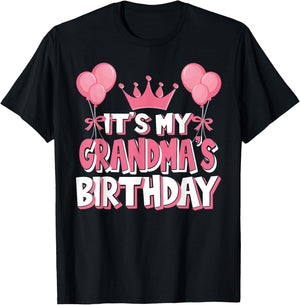 It's My Grandma's Birthday Celebration T-Shirt - T-Shirt | Black