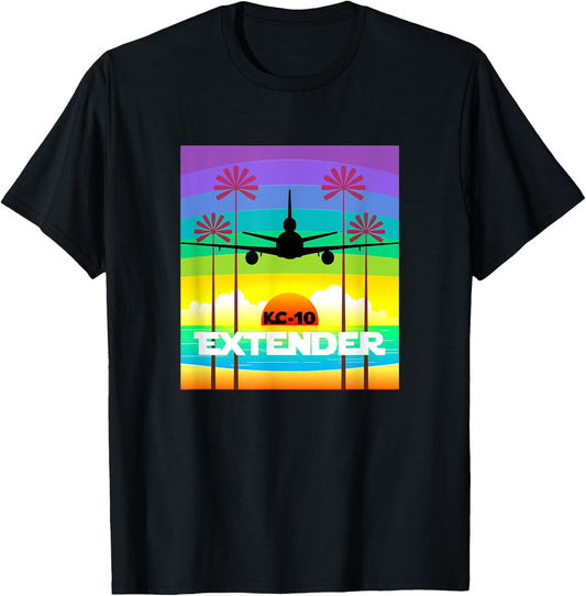 KC-10 Multi-Colored Palm Tree Sunset T-Shirt - T-Shirt | Black
